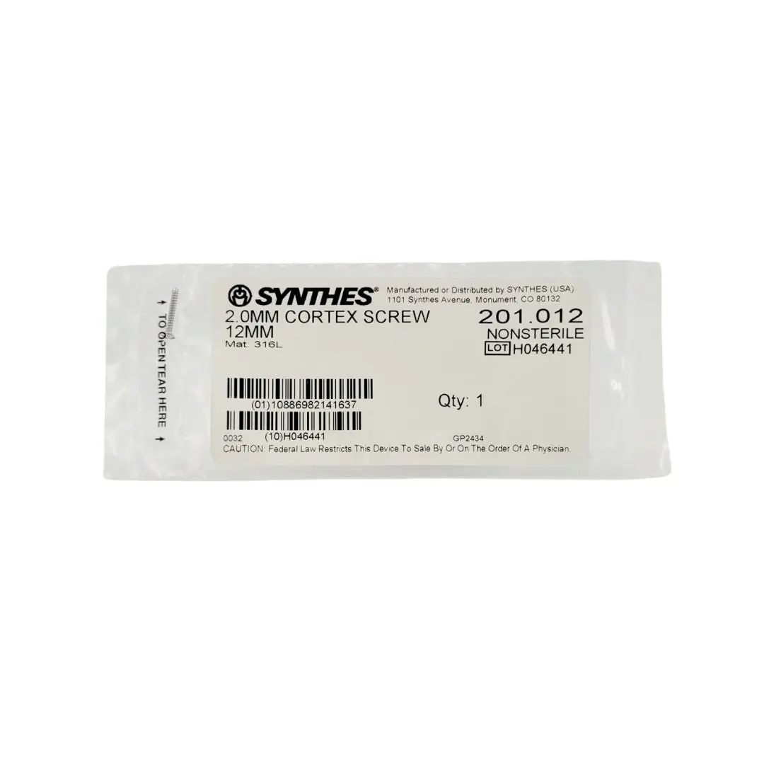 Synthes 201.012 2.0mm Cortex Screw 12mm