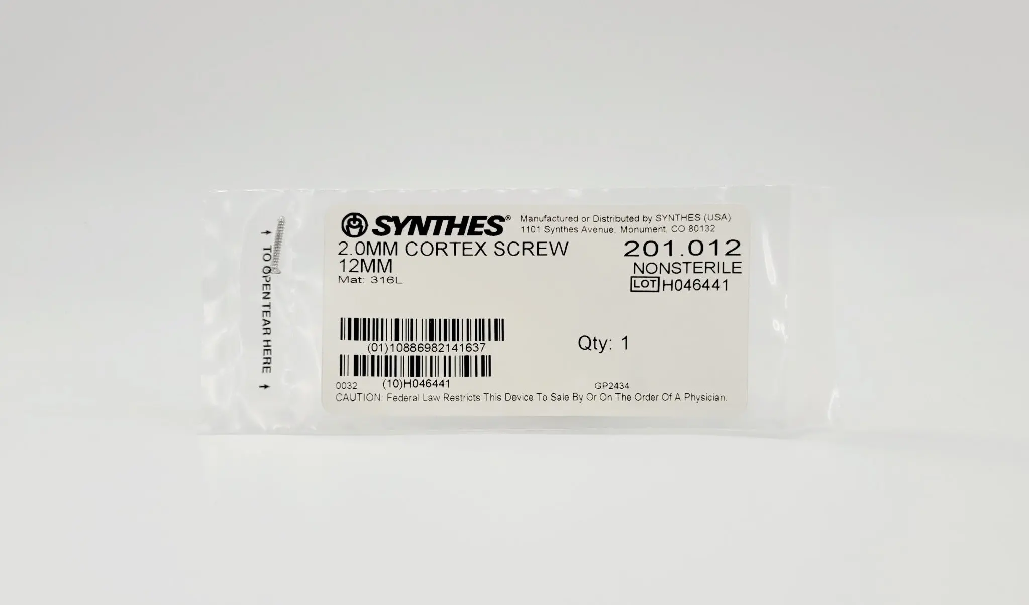 Synthes 201.012 2.0mm Cortex Screw 12mm - Image 2