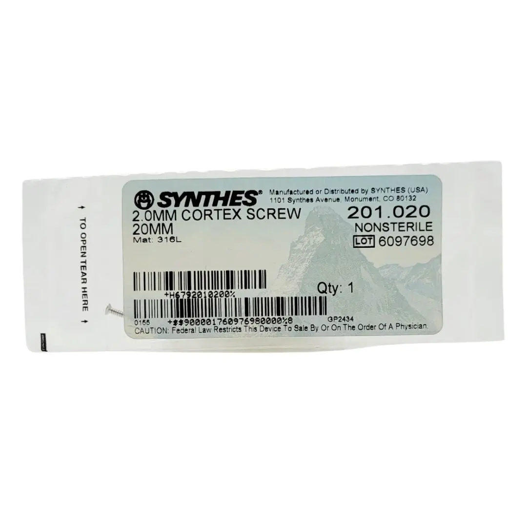 Synthes 201.020 2.0mm cortex screw 20mm orthopedic hardware
