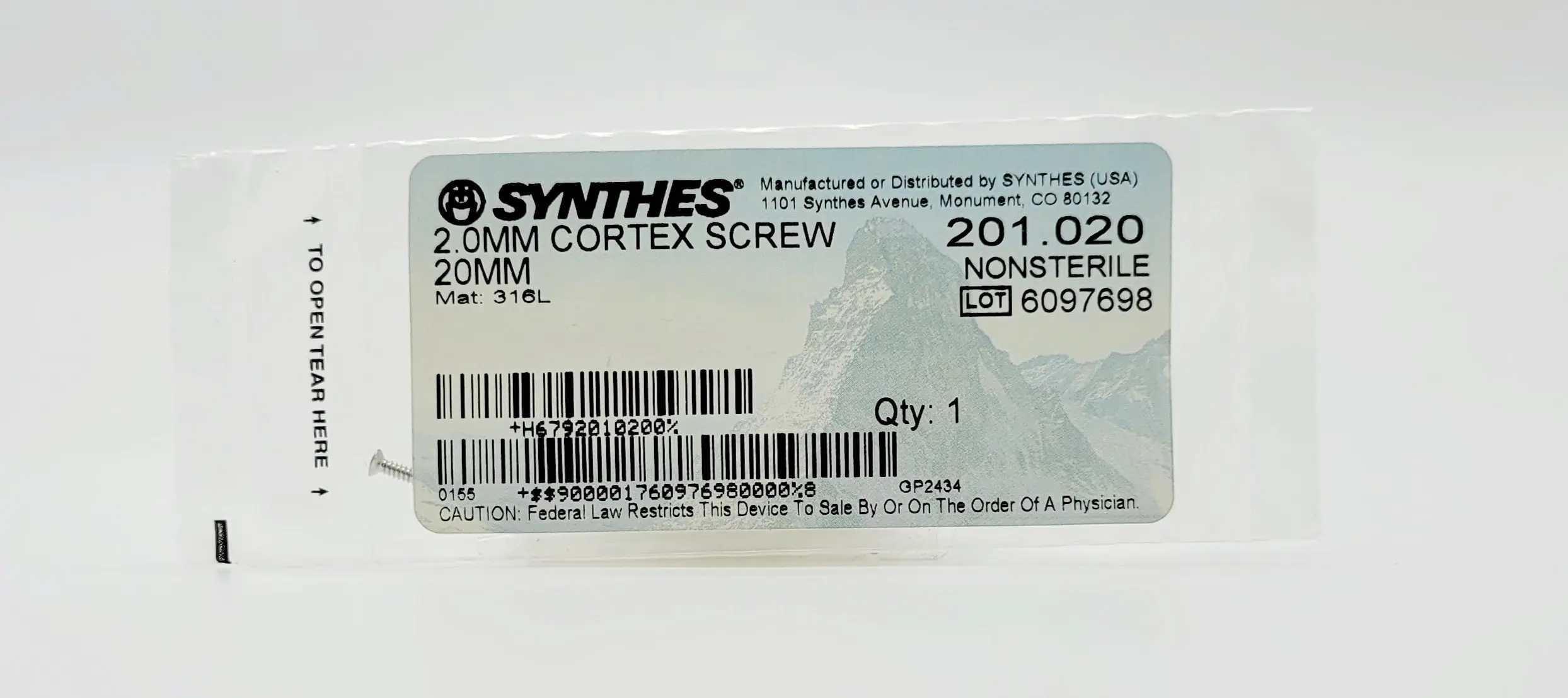 Synthes 201.020 2.0mm cortex screw 20mm orthopedic hardware - Image 2