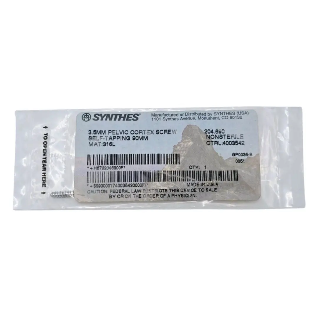 Synthes 204.690 3.5mm Pelvic Cortex Screw Self-Tapping 90mm