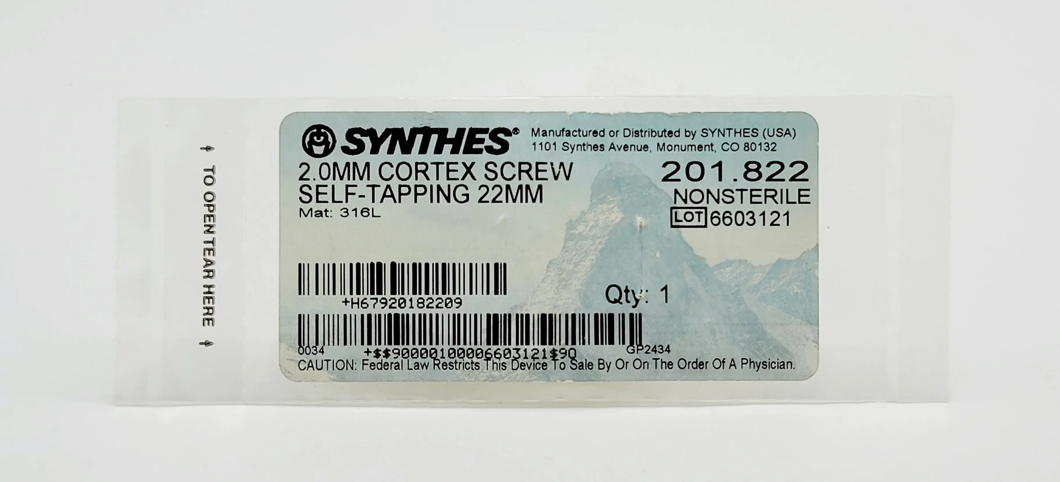 Synthes 201.822 2.0MM Cortex Screw Self Tapping 22MM - Image 2