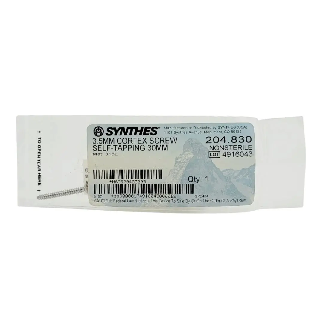 Synthes 204.830 3.5mm Cortex Screw Self-Tapping 30mm Orthopedic Hardware