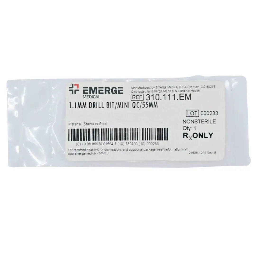 Emerge Medical 310.111.EM 1.1mm Drill Bit/Mini QC/55mm