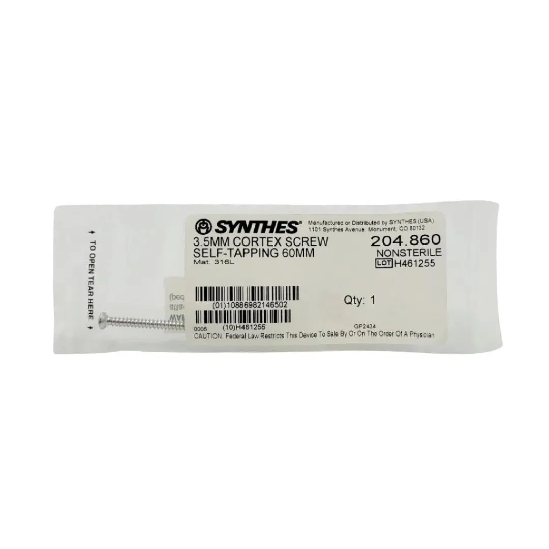 Synthes 204.860 3.5mm Cortex Screw Self-Tapping 60mm