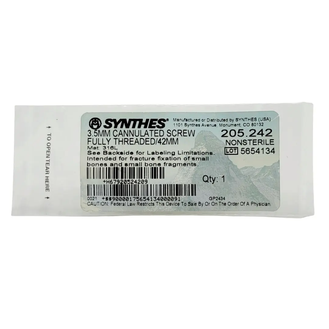 Synthes 205.242 3.5mm Cannulated Screw Fully Threaded 42mm