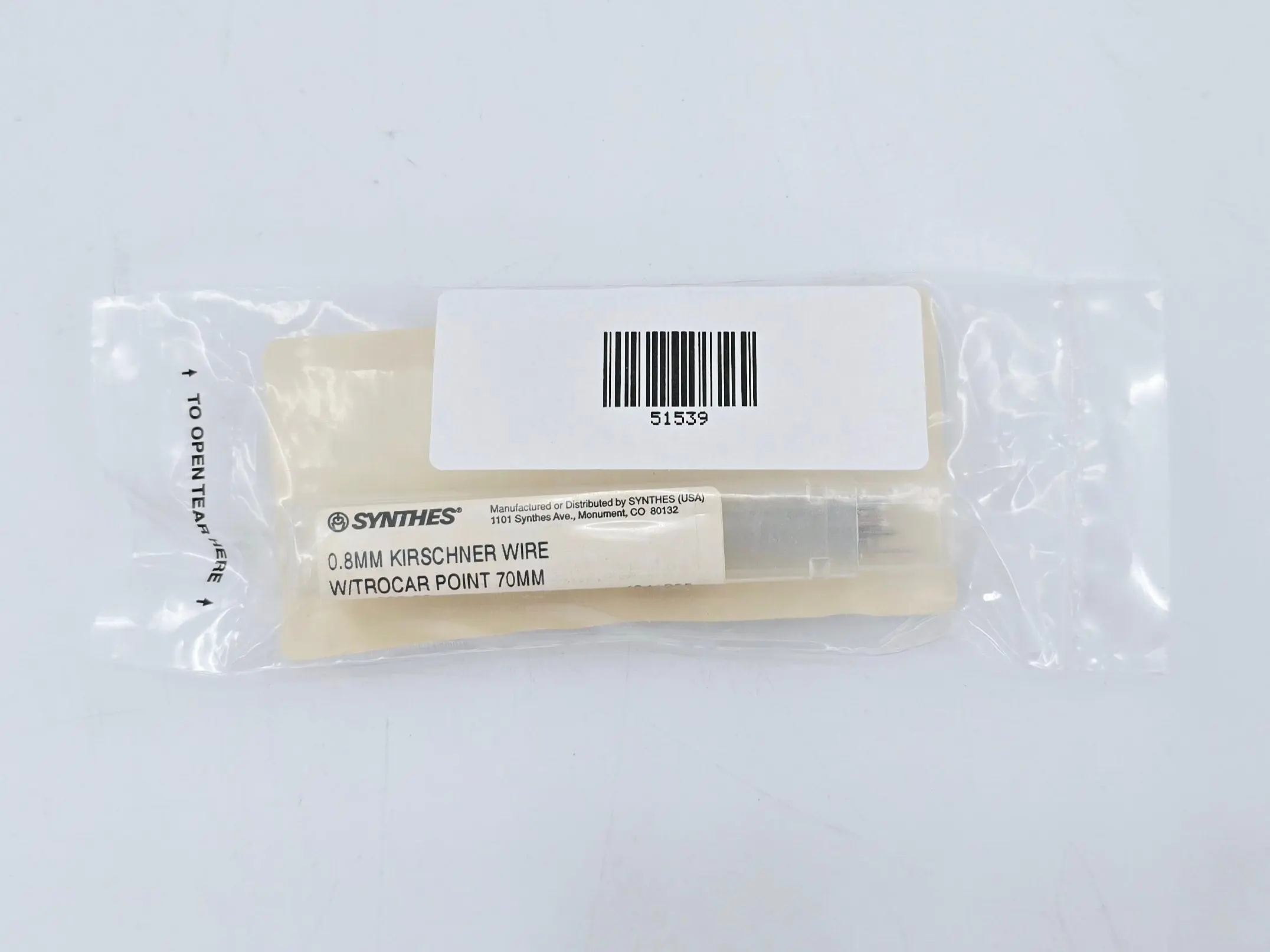 Synthes 292.08 0.8mm Kirschner Wire w/ Trocar Point 70mm 10/PK - Image 3