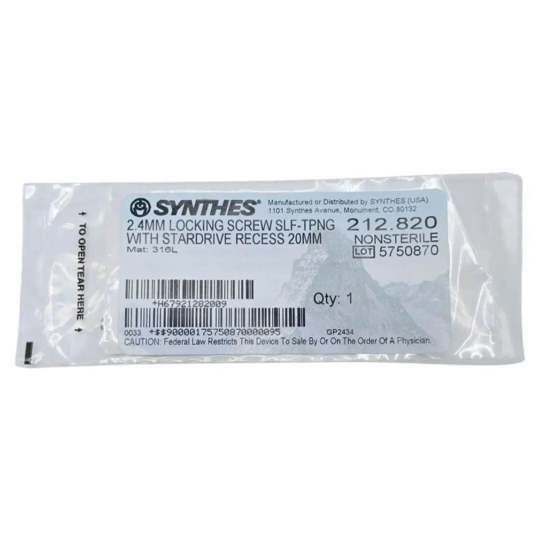 Synthes 212.820 2.4mm Locking Screw Self-Tapping with Stardrive Recess 20mm