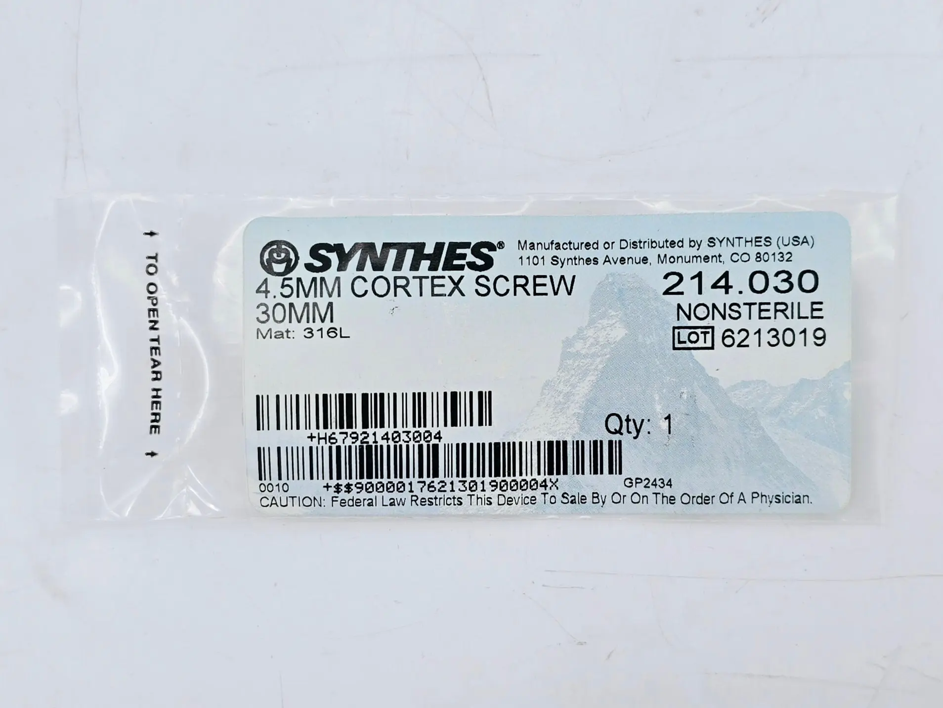 Synthes 214.030 4.5mm Cortex Screw 30mm - Image 2