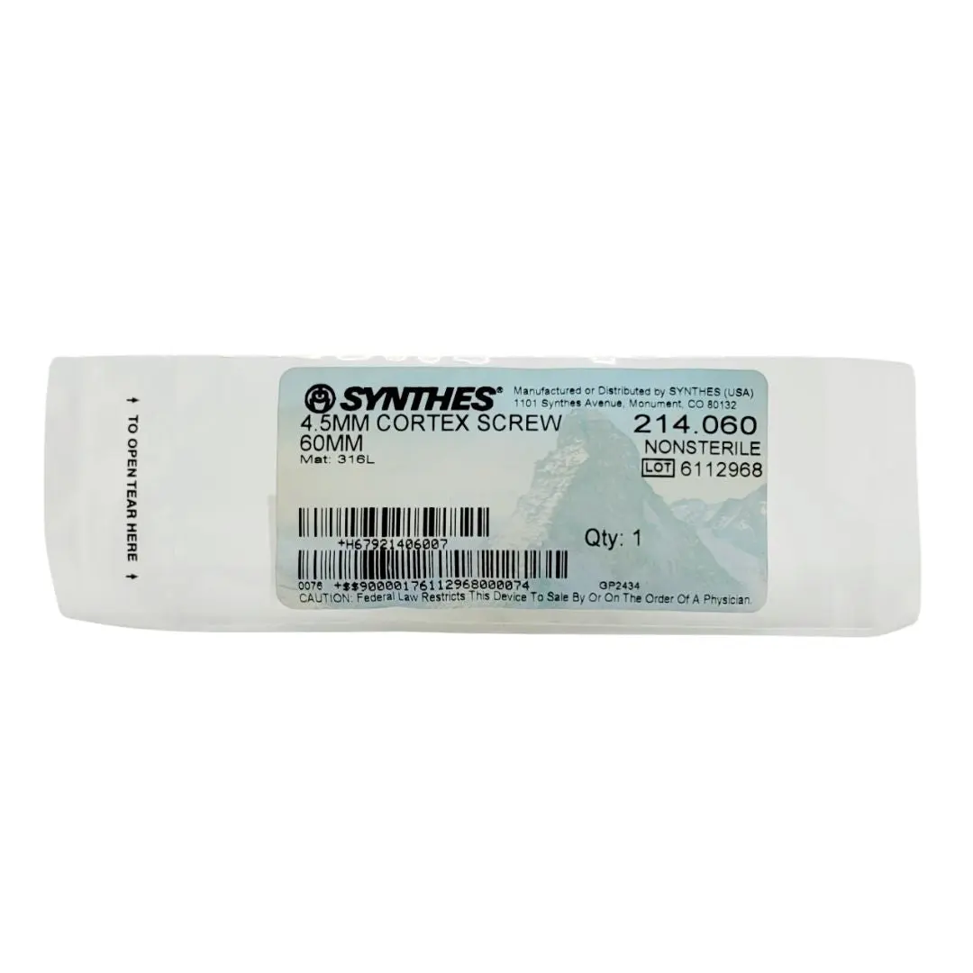 Synthes 214.060 4.5mm Cortex Screw 60mm Orthopedic Hardware