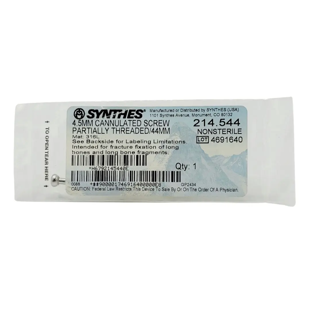 Synthes 214.544 4.5MM Cannulated Screw Partially Threaded/44MM