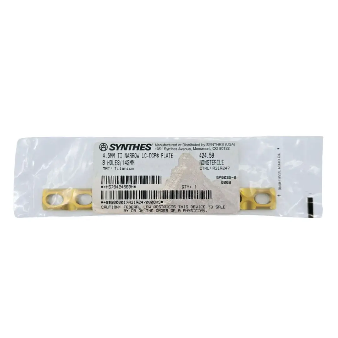 Synthes 424.58 4.5mm Ti Narrow LC-DCP Plate 8 Holes 142mm