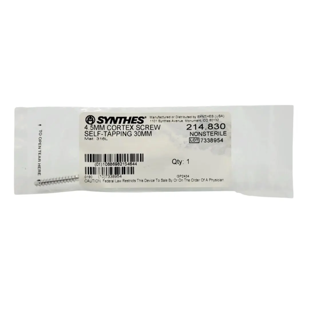 Synthes 214.830 4.5mm Cortex Screw Self Tapping 30mm