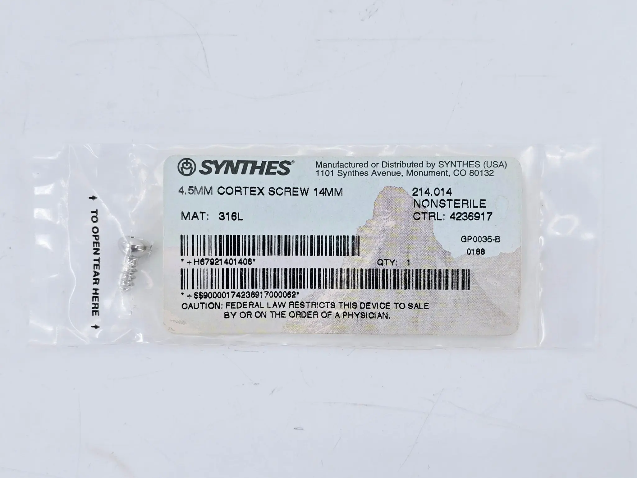 Synthes 214.014 4.5mm Cortex Screw 14mm - Image 2