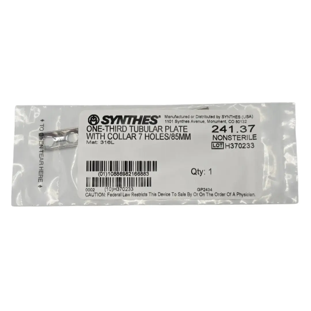 Synthes 241.37 One-Third Tubular Plate w/ Collar 7 Holes 85mm