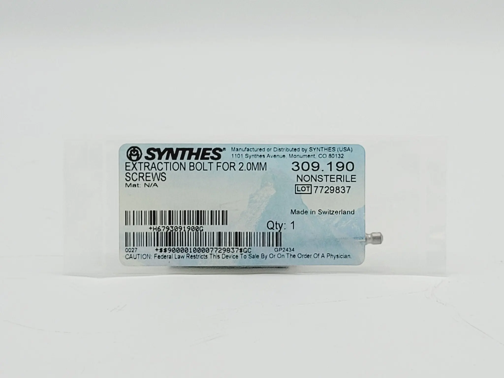 Synthes 309.190 Extraction Bolt for 2.0mm Screws - Image 2