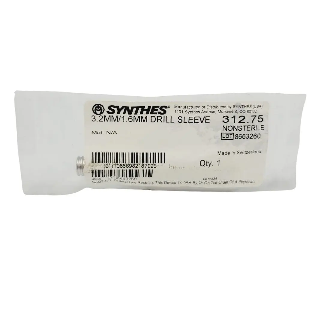 Synthes 312.75 3.2mm/1.6mm Drill Sleeve Orthopedic 2"