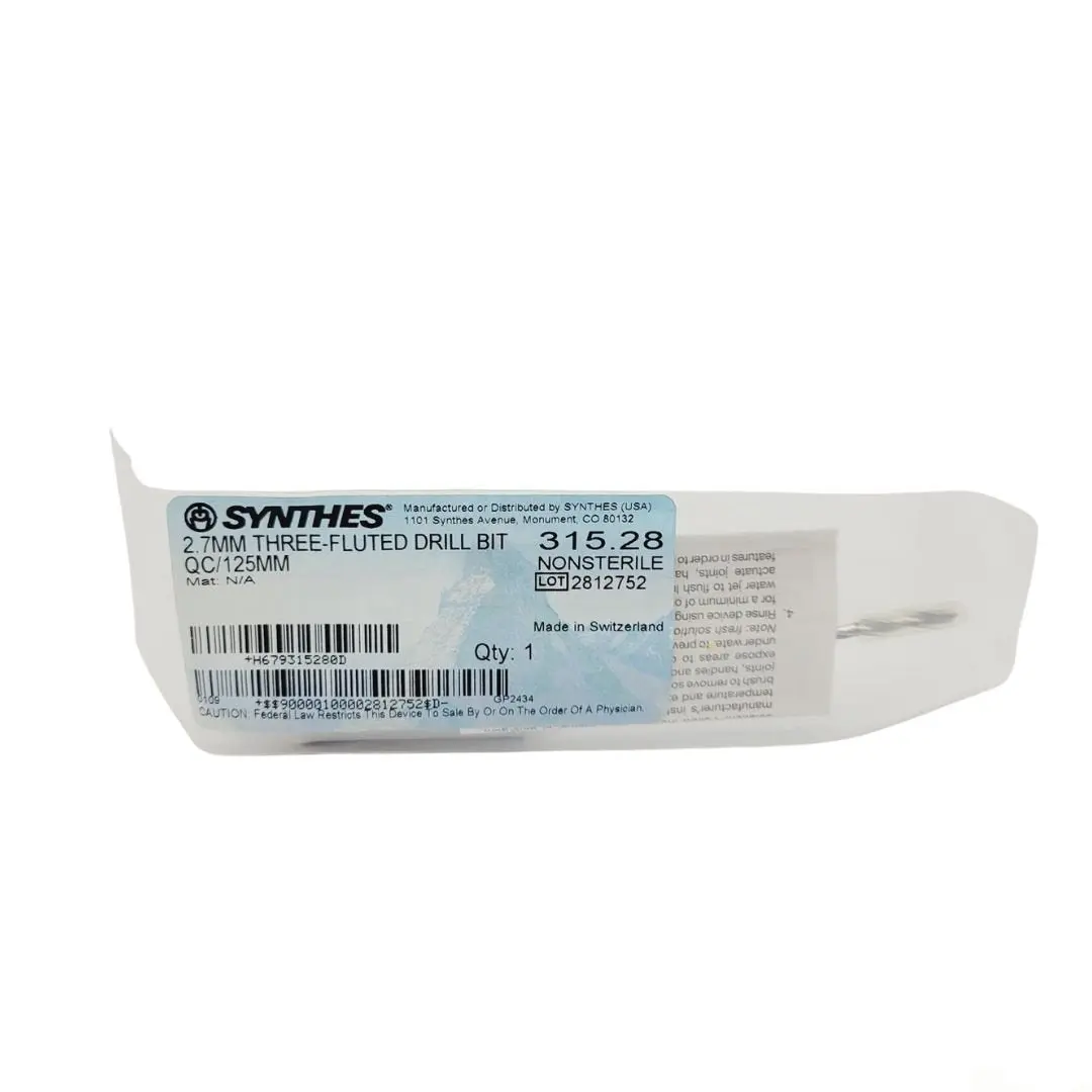 Synthes 315.28 Quick Connect Three Fluted Drill Bit 2.7mm Orthopedic 5-1/8"