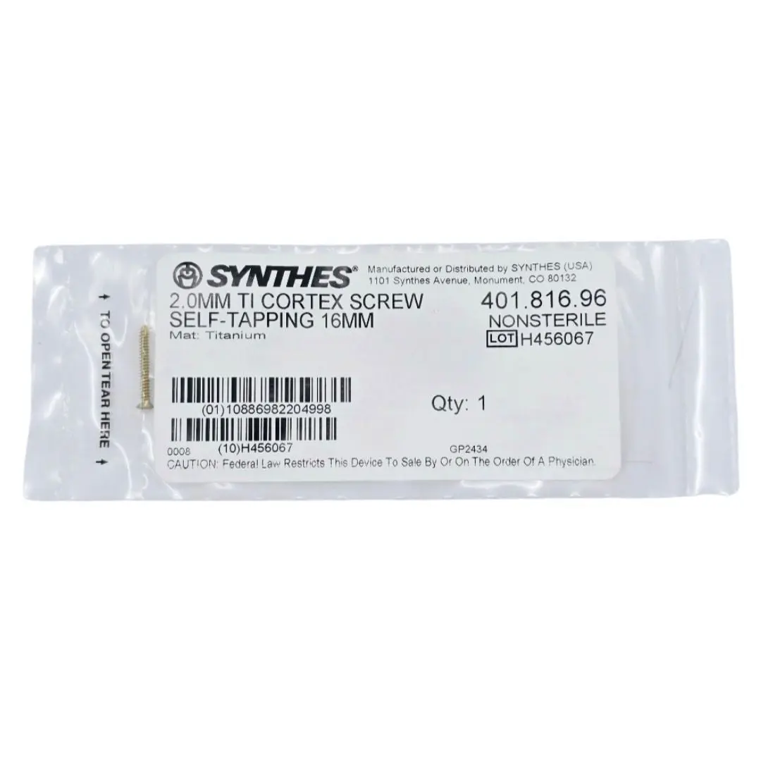 Synthes 401.816.96 2.0mm TI Cortex Screw Self-Tapping 16mm