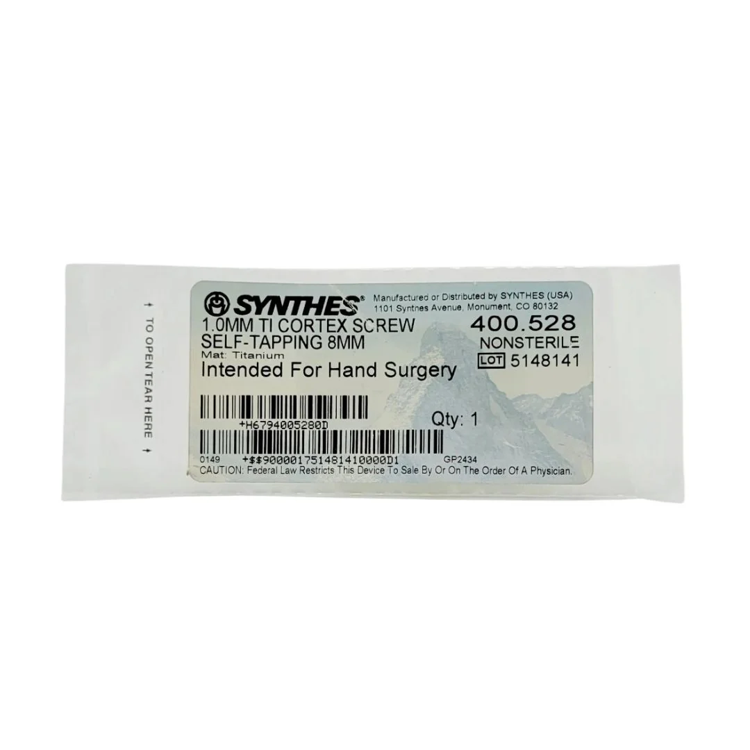 Synthes 400.528 1.0MM TI Cortex Screw Self Tapping 8MM
