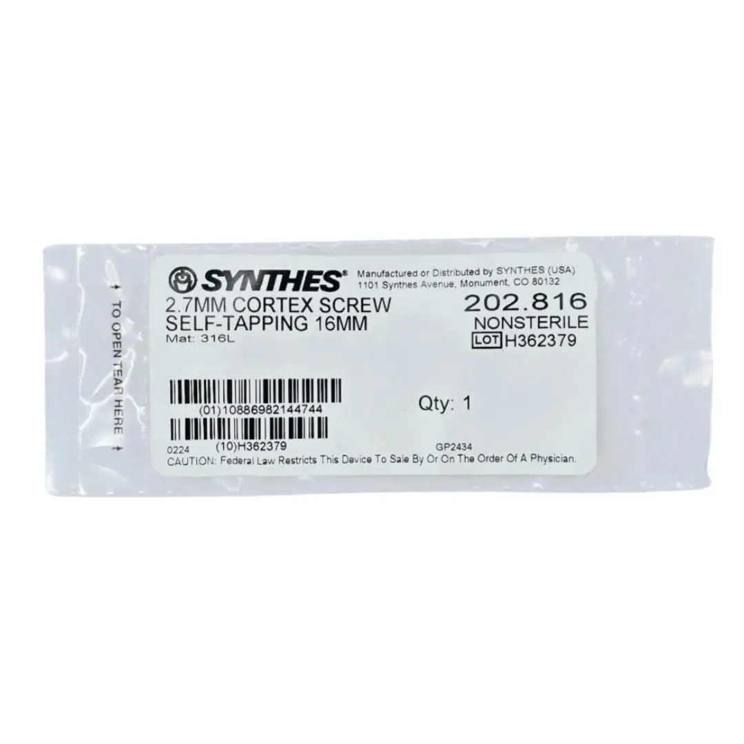 Synthes 202.816 2.7mm Cortex Screw Self-Tapping 16mm
