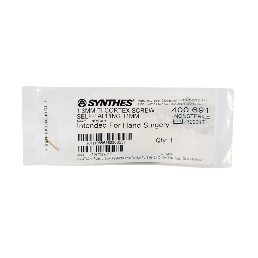 Synthes 400.691 1.3mm TI Cortex Screw Self-Tapping 11mm