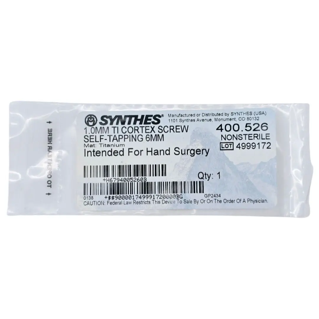 Synthes 400.526 1.0mm TI Cortex Screw Self-Tapping 6mm