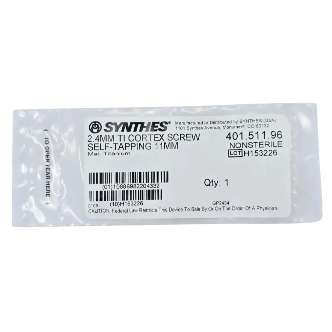 Synthes 401.511.96 2.4mm TI Cortex Screw Self-Tapping 11mm