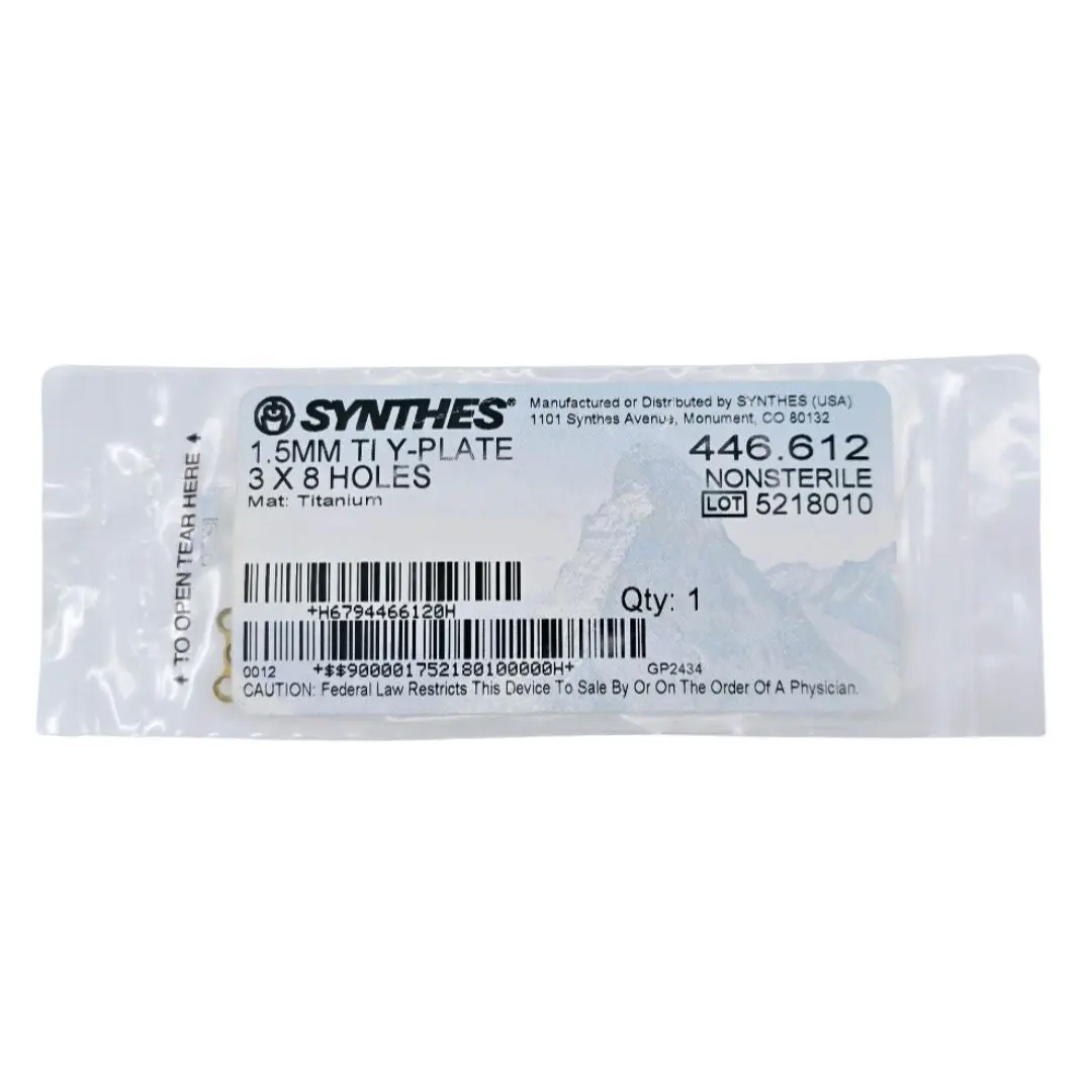 Synthes 446.612 1.5mm TI Y-Plate 3 X 8 Holes