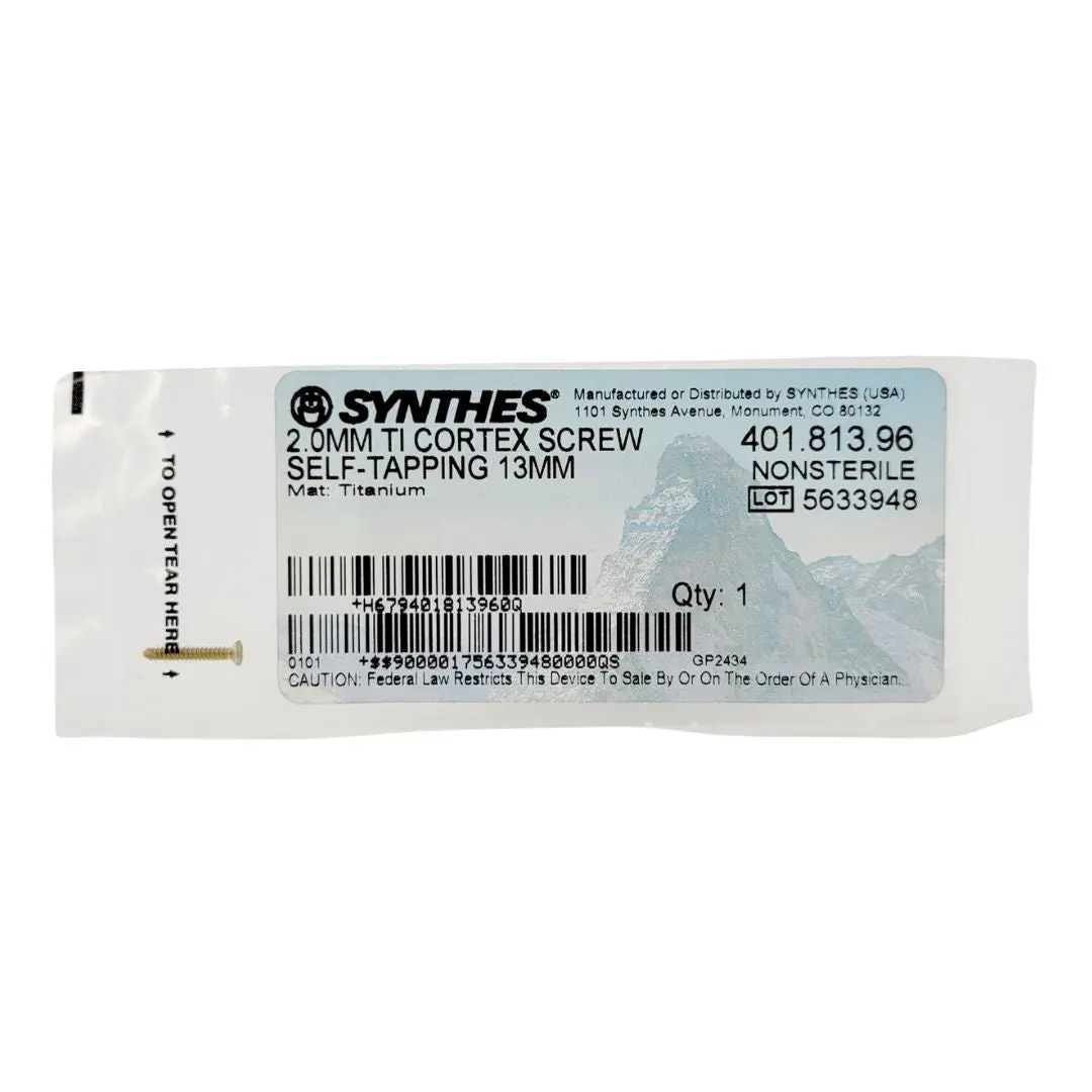 Synthes 401.813.96 2.0mm TI Cortex Screw Self-Tapping 13mm