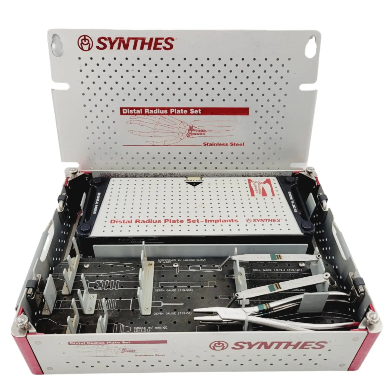 Synthes Distal Radius Plate Set w/ Screws, Plates, Guides & Instruments + Case