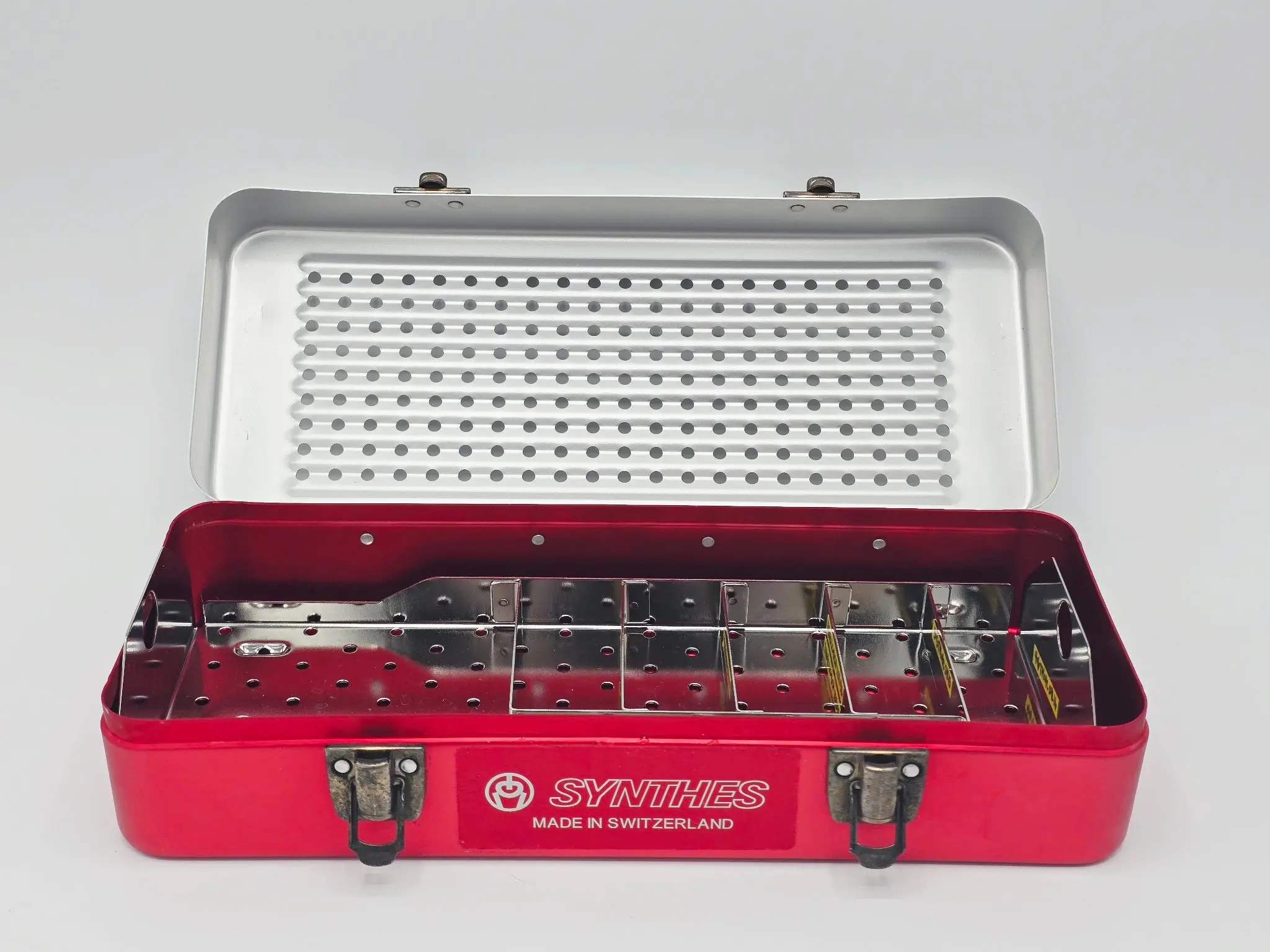 Synthes Grey/Red Sterilization Tray 12x5x3 Perforated Autoclave Inner Tray - Image 2