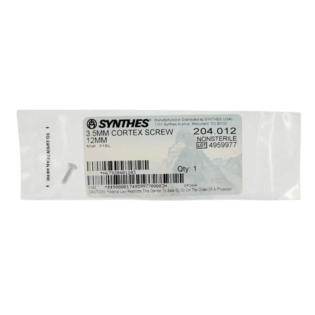 Synthes 204.012 3.5mm Cortex Screw 12mm