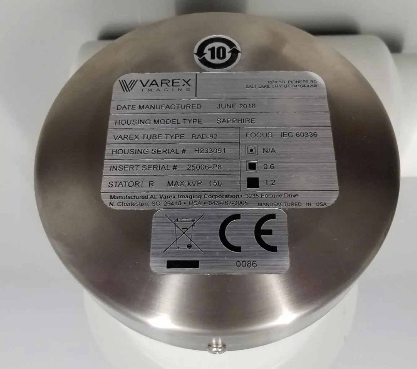 Toshiba TRAD Plus 2018 Varex Imaging Tube SAPPHIRE RAD-92 Used - Image 3