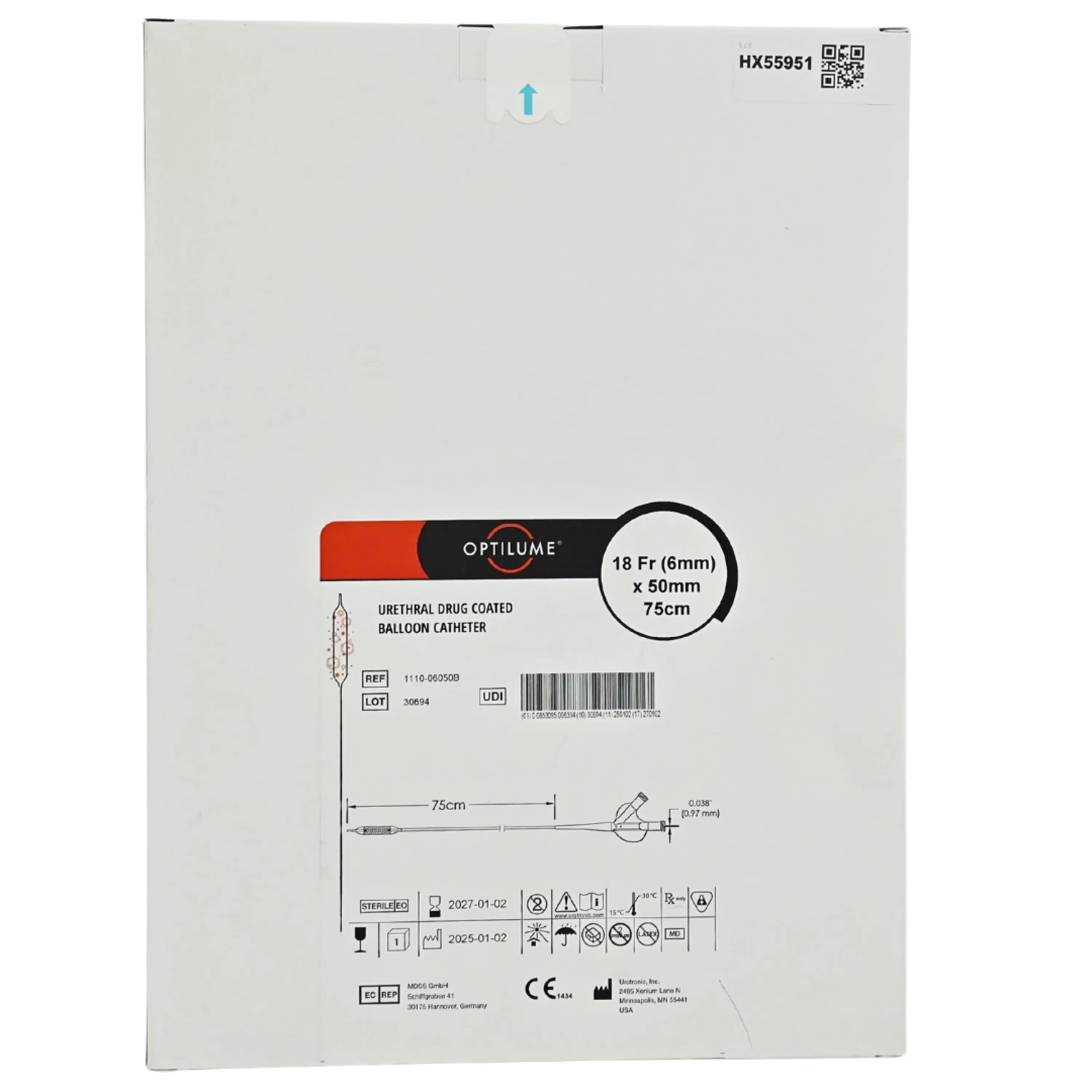 Urotronic 1110 Optilume Urethral Drug Coated Balloon Catheter – New