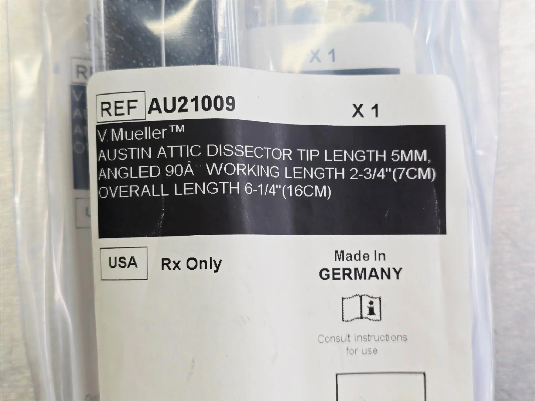 V. Mueller AU21009 Austin Attic Dissector Tip 6 1/4" ENT Angled - Image 6
