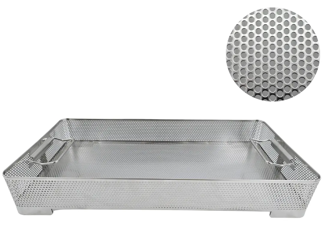 V. Mueller BP3-3A Perforated Sterilization Basket 21" x 11" x 3"