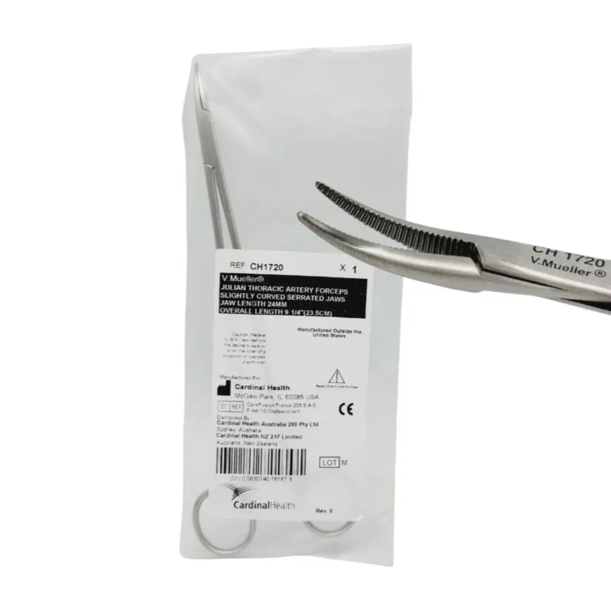V. Mueller CH1720 Julian Thoracic Artery Forceps Slightly Curved Serrated