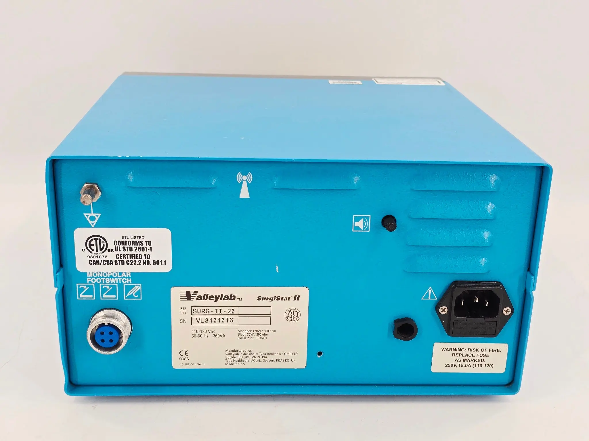 Valleylab SurgiStat II Surgical Control Unit w/ Footswitch & Cable Set - Image 6