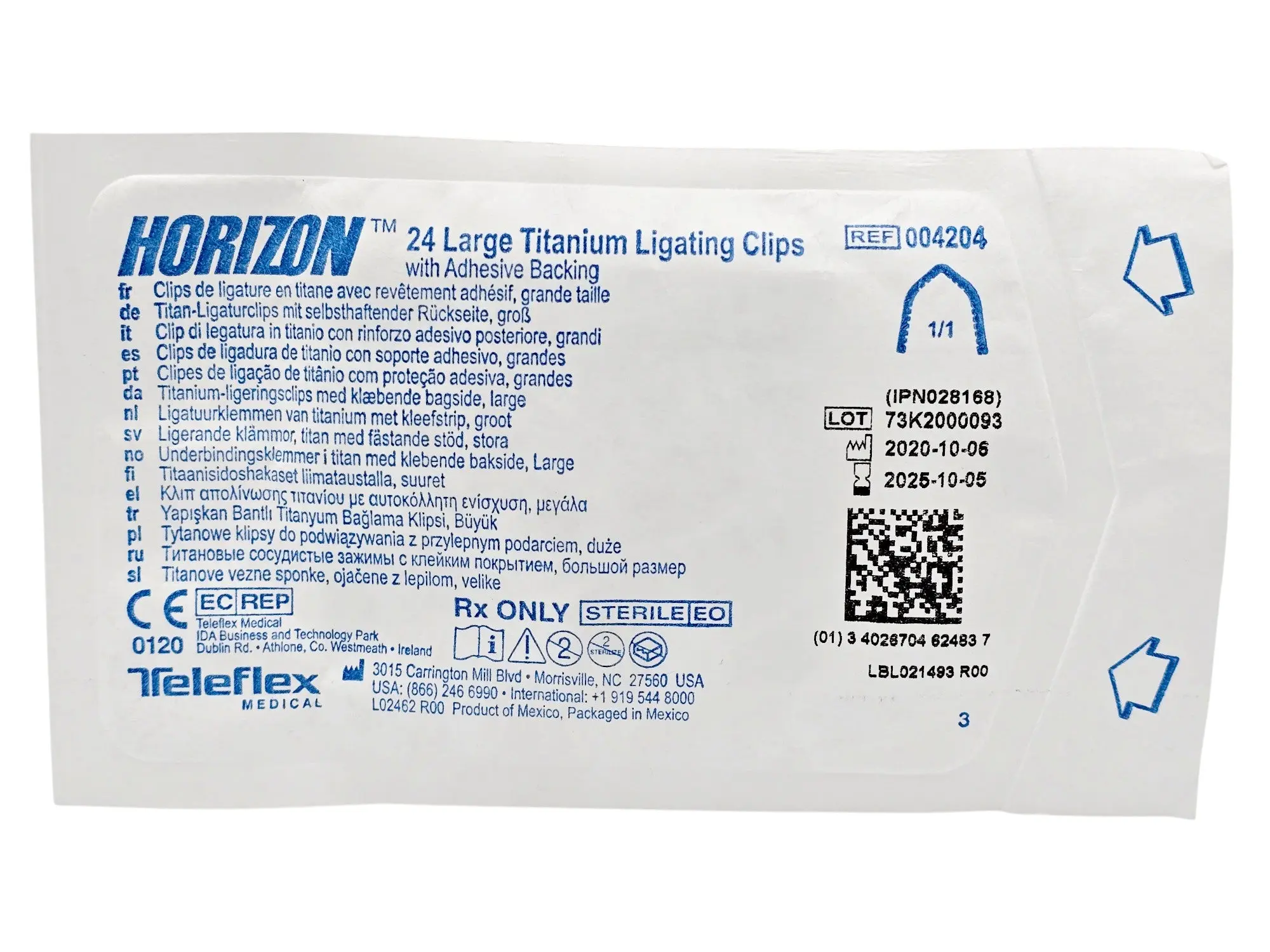 Weck Horizon 004204 Titanium Ligating Clips 24 Clips Large Sterile