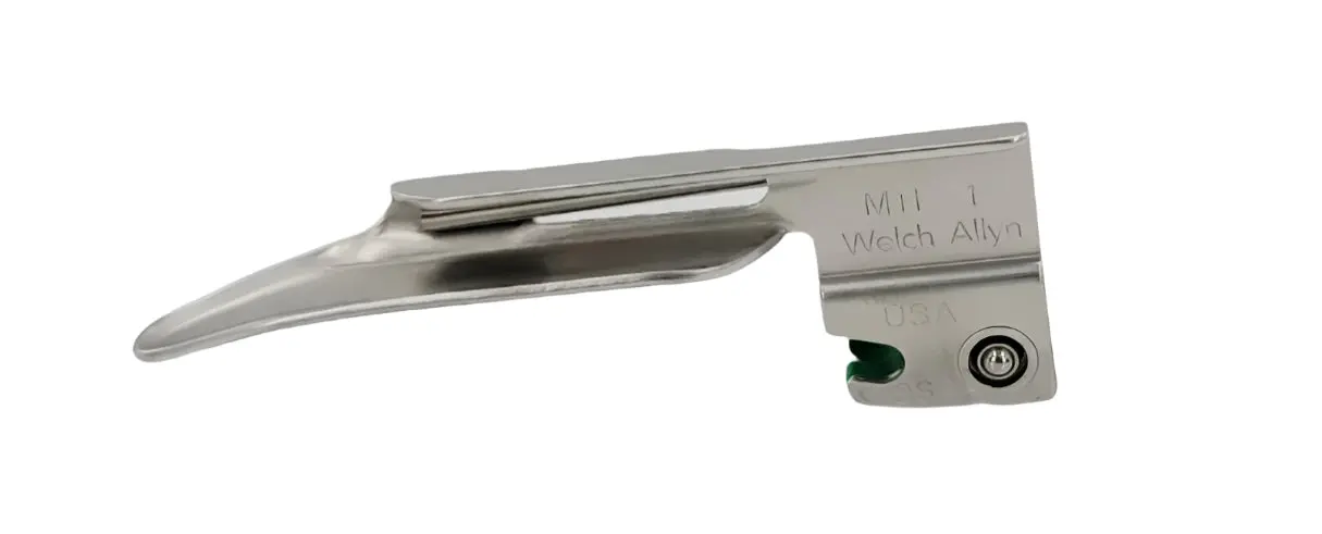 Welch Allyn 68061 Miller Size 1 Fiber Optic Laryngoscope Blade Green