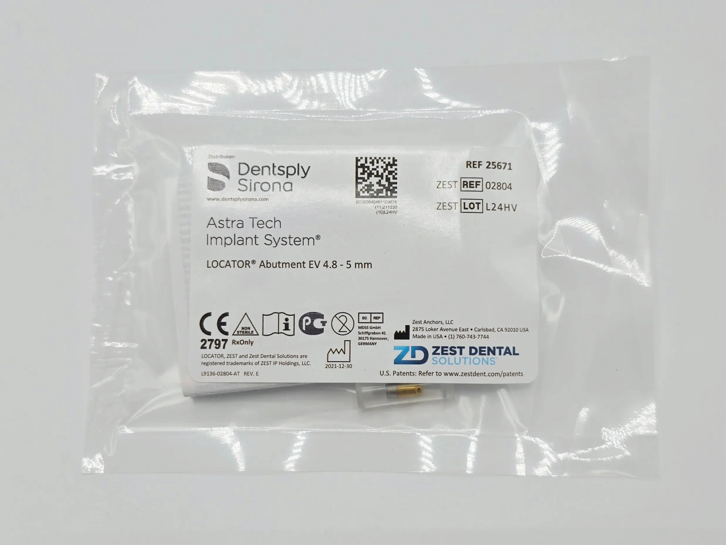 Zest Anchors 02804 LOCATOR Abutment EV 4.8 - 5mm Dentsply Sirona Astra Tech Implant System - Image 2