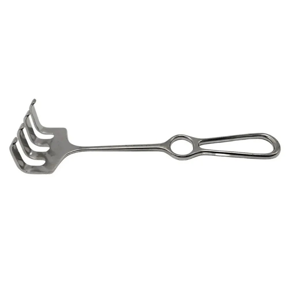 Zimmer 3085 Ollier Rake Hand Held Retractor 4-Prong Blunt 9-3/4"